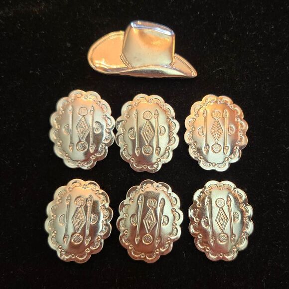 Vintage Accessories - Silver Western Button Covers Set of 7